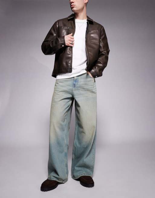 ASOS DESIGN – Sehr weite Jeans mit Farbstich