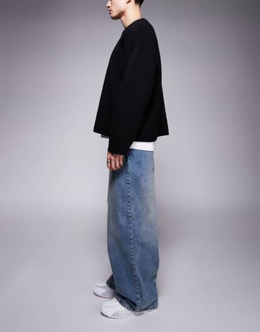 ASOS DESIGN – Sehr weite Jeans mit Waschung in Hellblau und umgekehrtem Design, 3 von 5