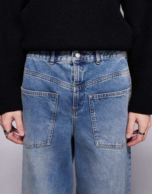ASOS DESIGN – Sehr weite Jeans mit Waschung in Hellblau und umgekehrtem Design, 4 von 5