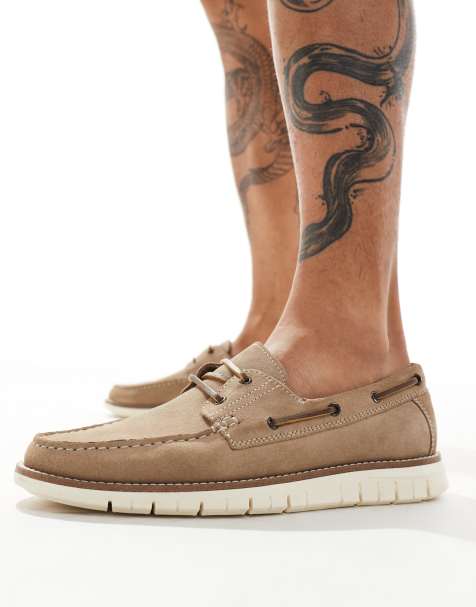 ASOS DESIGN - Sejlersko med snørebånd i beige ruskind - view 1