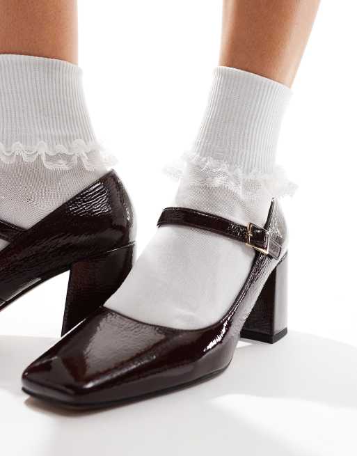 ASOS DESIGN – Selene – Vinröda Mary Jane-skor med halvhöga blockklackar, 4 av 4