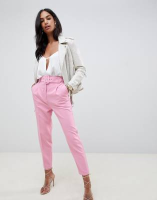 belted tapered pants