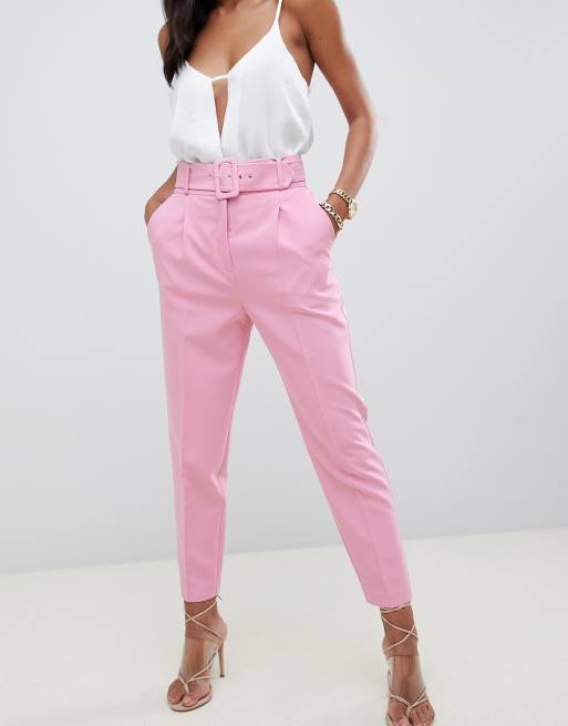 Tapered hot sale belted trousers