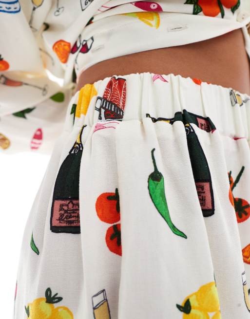 ASOS DESIGN – Semestermönstrade shorts i linnemix, del av set, 2 av 5