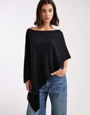 Asos Design Semi Sheer Knit-look Asymmetric One Shoulder Cape In Animal Print