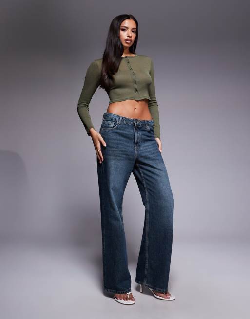 ASOS DESIGN semi sheer mesh cropped cardigan in khaki green | ASOS