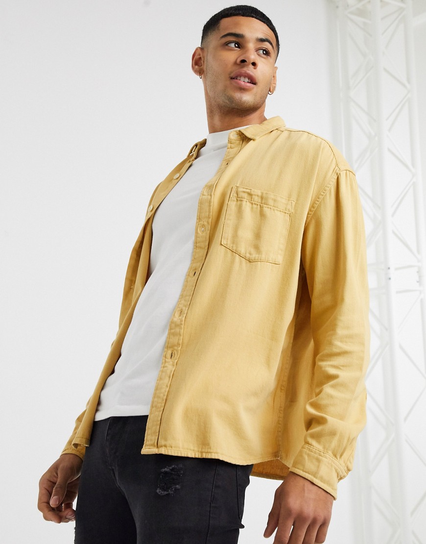 ASOS DESIGN – Senapsgul 90-talsinspirerad jeansskjorta i oversize och ekologisk bomull
