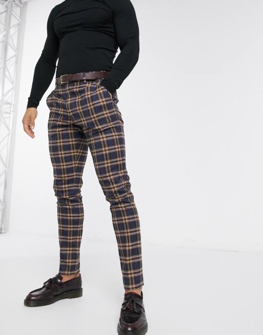 ASOS DESIGN – Senapsgul- och rödrutig kostym med extra smal passform, 3 av 3