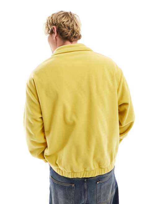 ASOS DESIGN – Senapsgul oversize sweatshirt i polarfleece med ståkrage och kort dragkedja, 4 av 4