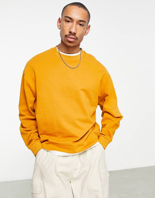 ASOS DESIGN – Senapsgul sweatshirt i oversize