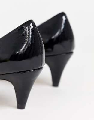 black patent leather kitten heels