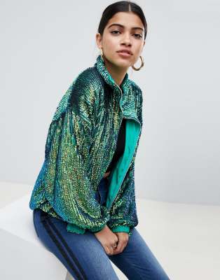 Mermaid sequin hot sale bomber jacket