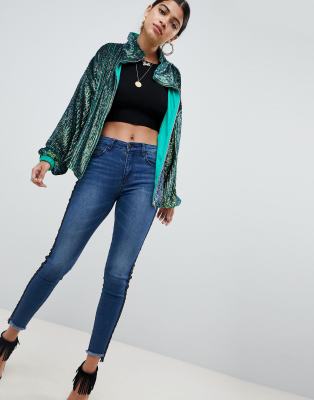 asos sequin bomber jacket