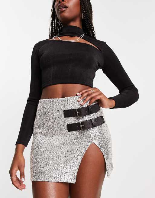 Silver sequin skirt outlet asos