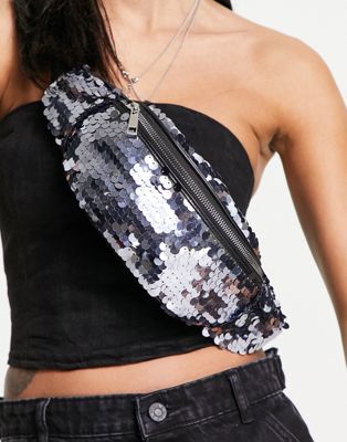ASOS DESIGN sequin bum bag in silver - ASOS Price Checker