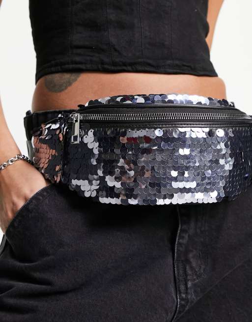 Shop Sequin Detail Bum Bag with Zip Closure Online