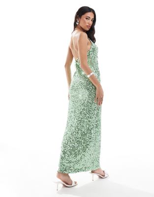 asos mint green maxi dress ASOS DESIGN Pleat Plunge Neck Midi Dress With Elasticated Straps And Back  In Apple Green