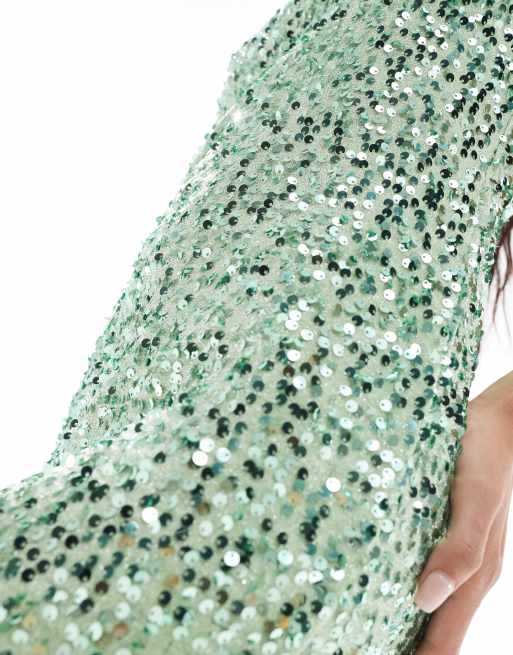 slim fit dress slacks Mint Green Glazed Open Back Mini Dress – Rare London main image 1