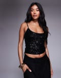 [ASOS DESIGN] ASOS DESIGN sequin cami top in black 8 Black