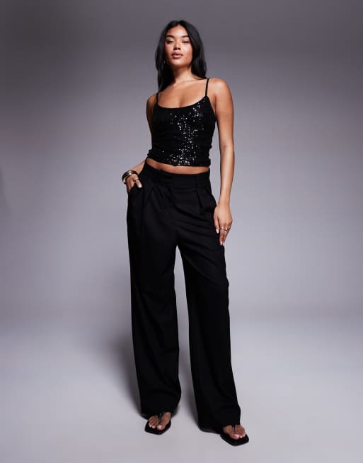 ASOS DESIGN sequin cami top in black, 3 of 4