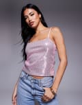 [ASOS DESIGN] ASOS DESIGN sequin cami top in pink M pink