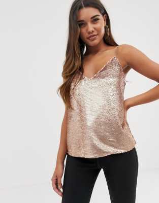 asos gold sequin top