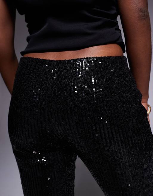 ASOS DESIGN sequin capri pants with side split in black, 5 of 5