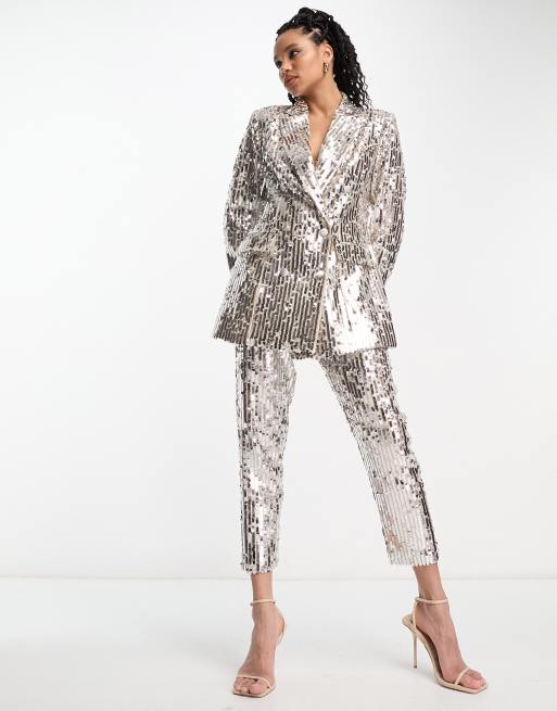 Saylor Sparkle Cigarette Pant in zink sparkle