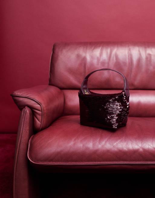 ASOS DESIGN sequin clutch purse in burgundy | ASOS