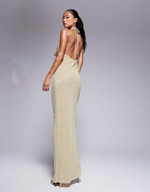 gold leaf dress anthropologie Champagne Gold Sequin Prom Dress main image 0