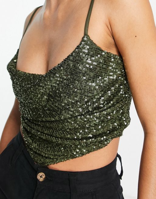 H&M Sequined Corset-style Top