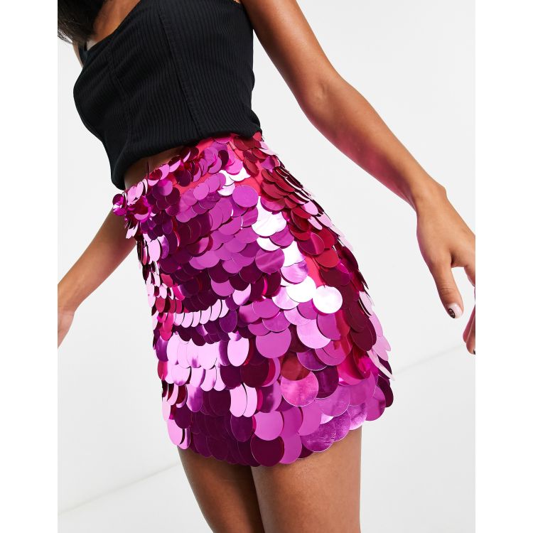 Asos pink metallic outlet skirt