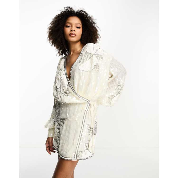 candice mini dress for love and lemons For Love and Lemons - Candice Mini Dress Silver (Medium) – Goldie's