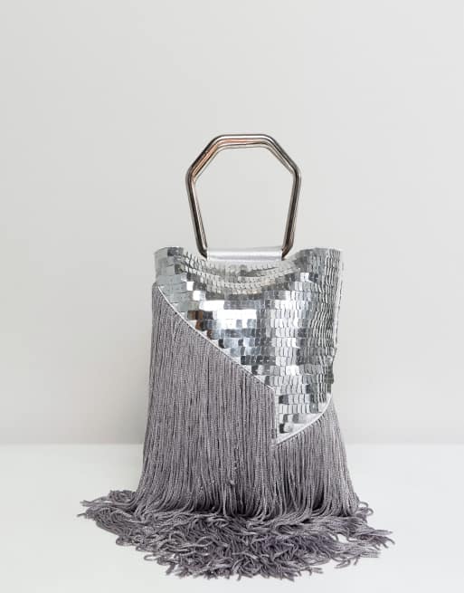 Fringed Sequin Embellished Clutch