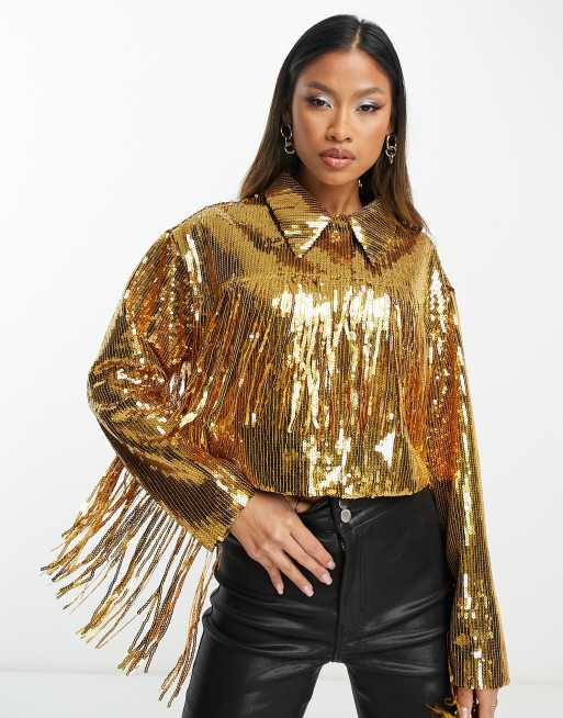 Gold sequin jacket sale