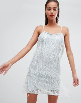 fringe sequin mini dress