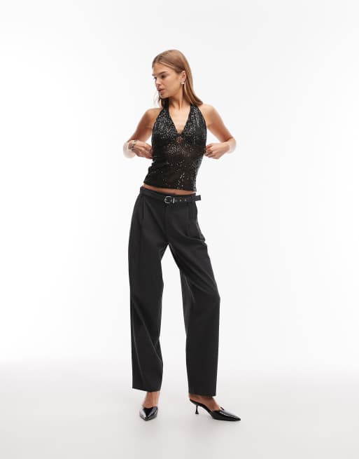 ASOS DESIGN sequin halter top in black, 2 of 4