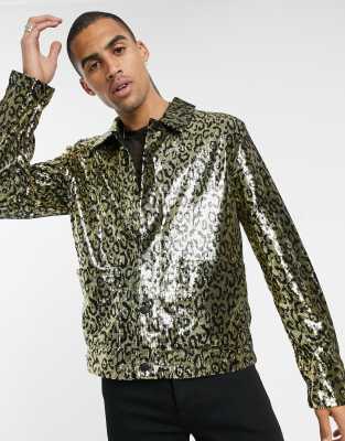 ASOS DESIGN sequin jacket in leopard 