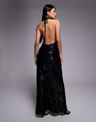 asos black sequin maxi dress Natasha 2 Pant