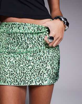 ASOS DESIGN SEQUIN LOW RISE MICRO MINI SKIRT 