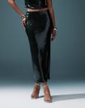 [ASOS DESIGN] ASOS DESIGN sequin maxi skirt in forest green (part of a set) 12 Forest Green