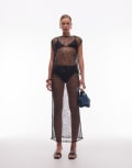 [ASOS DESIGN] ASOS DESIGN sequin mesh sheer midi skirt in black (part of a set) XS Black