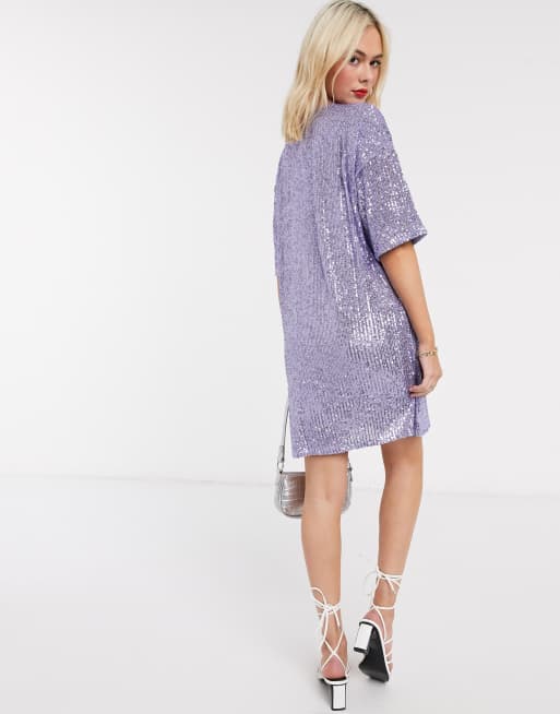 Asos purple hot sale sequin dress