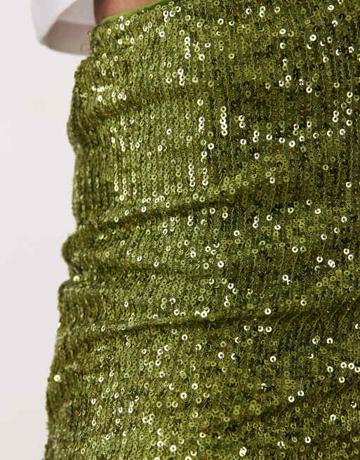 ASOS DESIGN sequin mini shorts in green, 4 of 5