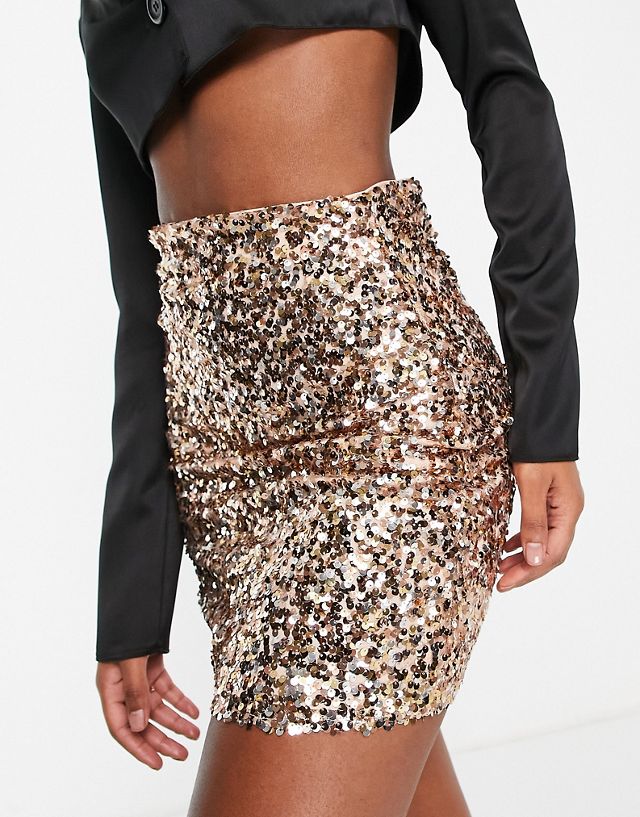ASOS DESIGN sequin mini skirt in gold sequin