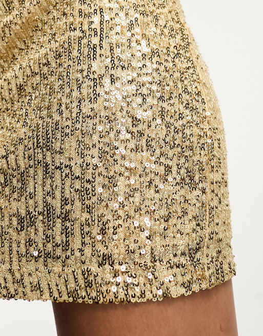 Gold sequin mini skirt zara sale