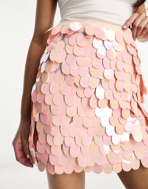 ASOS DESIGN sequin mini skirt in pink ASOS