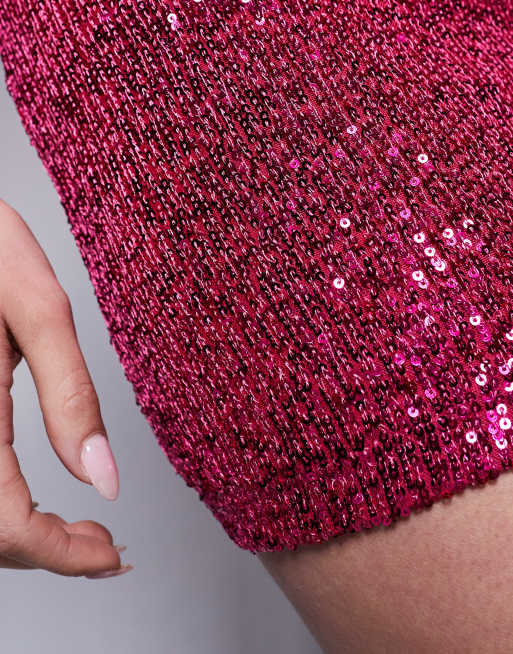 ASOS DESIGN sequin mini skirt in pink