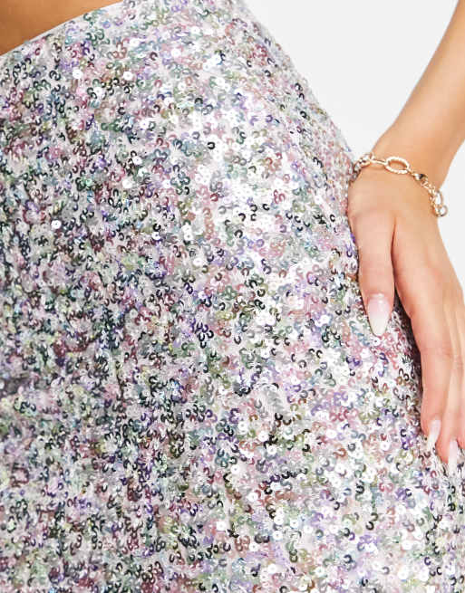 Silver sequin outlet skirt asos