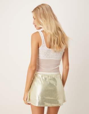 Asos Design Sequin Mini Skort In Yellow